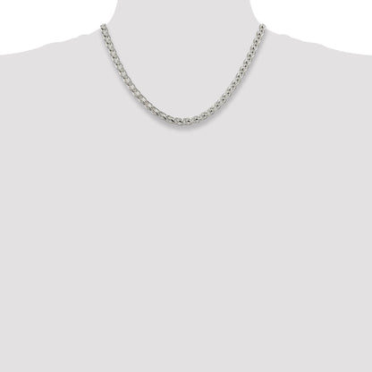 18 Inch Sterling Silver 6mm Round Spiga Chain Necklace