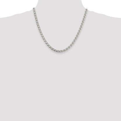 20 Inch Sterling Silver 6mm Round Spiga Chain Necklace
