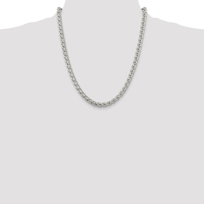 22 Inch Sterling Silver 6mm Round Spiga Chain Necklace
