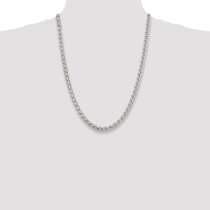 24 Inch Sterling Silver 6mm Round Spiga Chain Necklace