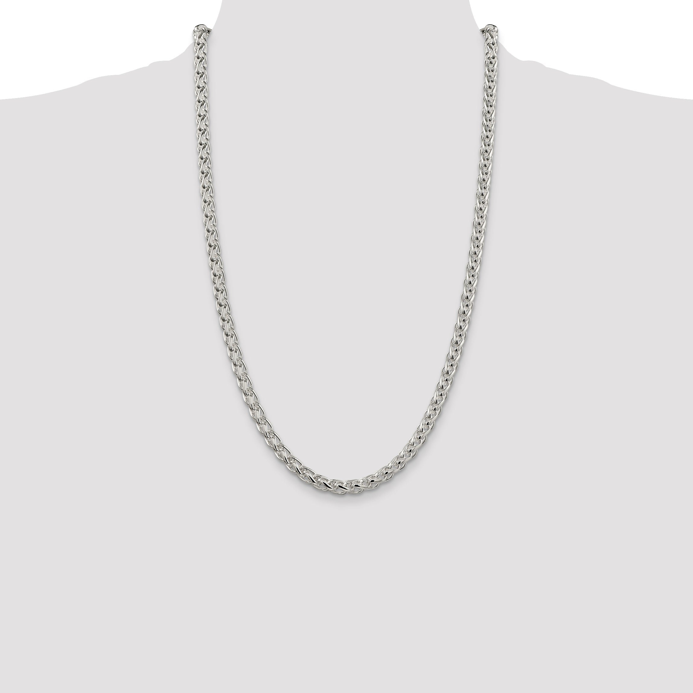 26 Inch Sterling Silver 6mm Round Spiga Chain Necklace