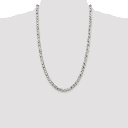 26 Inch Sterling Silver 6mm Round Spiga Chain Necklace