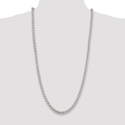 30 Inch Sterling Silver 6mm Round Spiga Chain Necklace