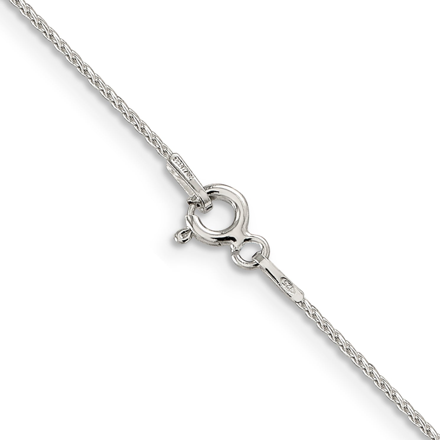 16 Inch Sterling Silver .85mm Diamond-Cut Round Spiga Chain Necklace