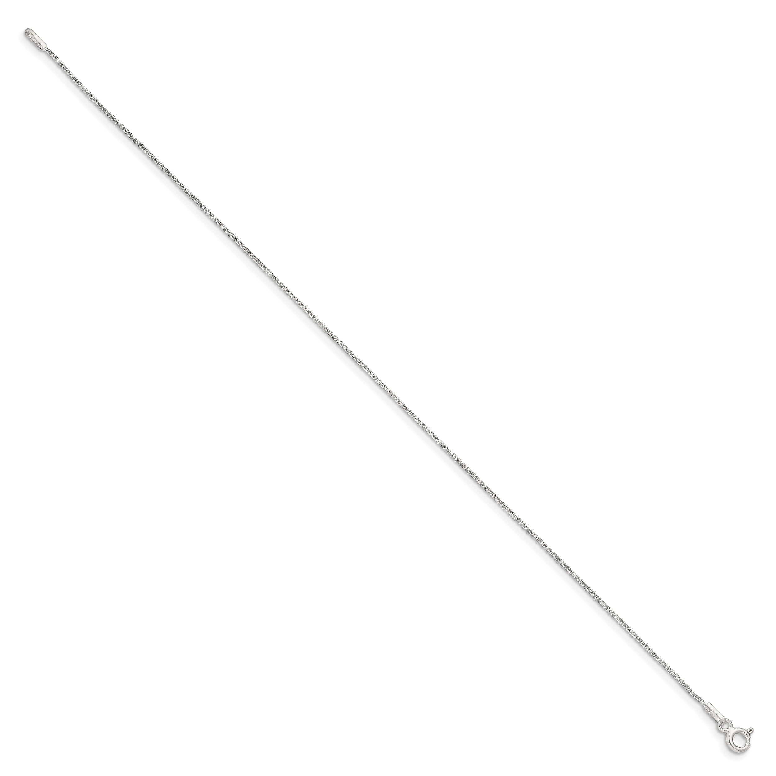 8 Inch Sterling Silver .85mm Diamond-Cut Round Spiga Chain Bracelet