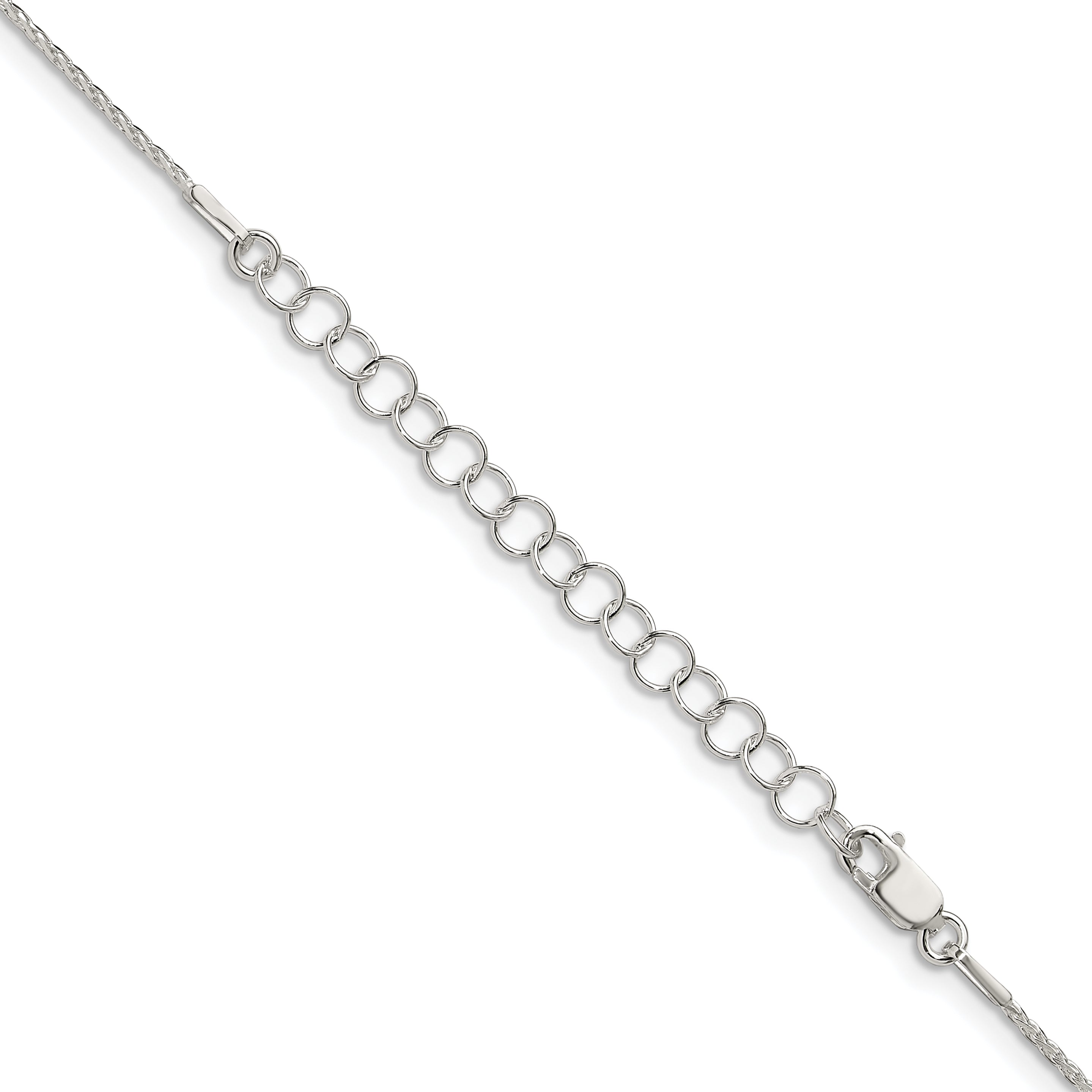 18 Inch Sterling Silver .95mm Diamond-Cut Round Spiga Chain W/2In Ext.
