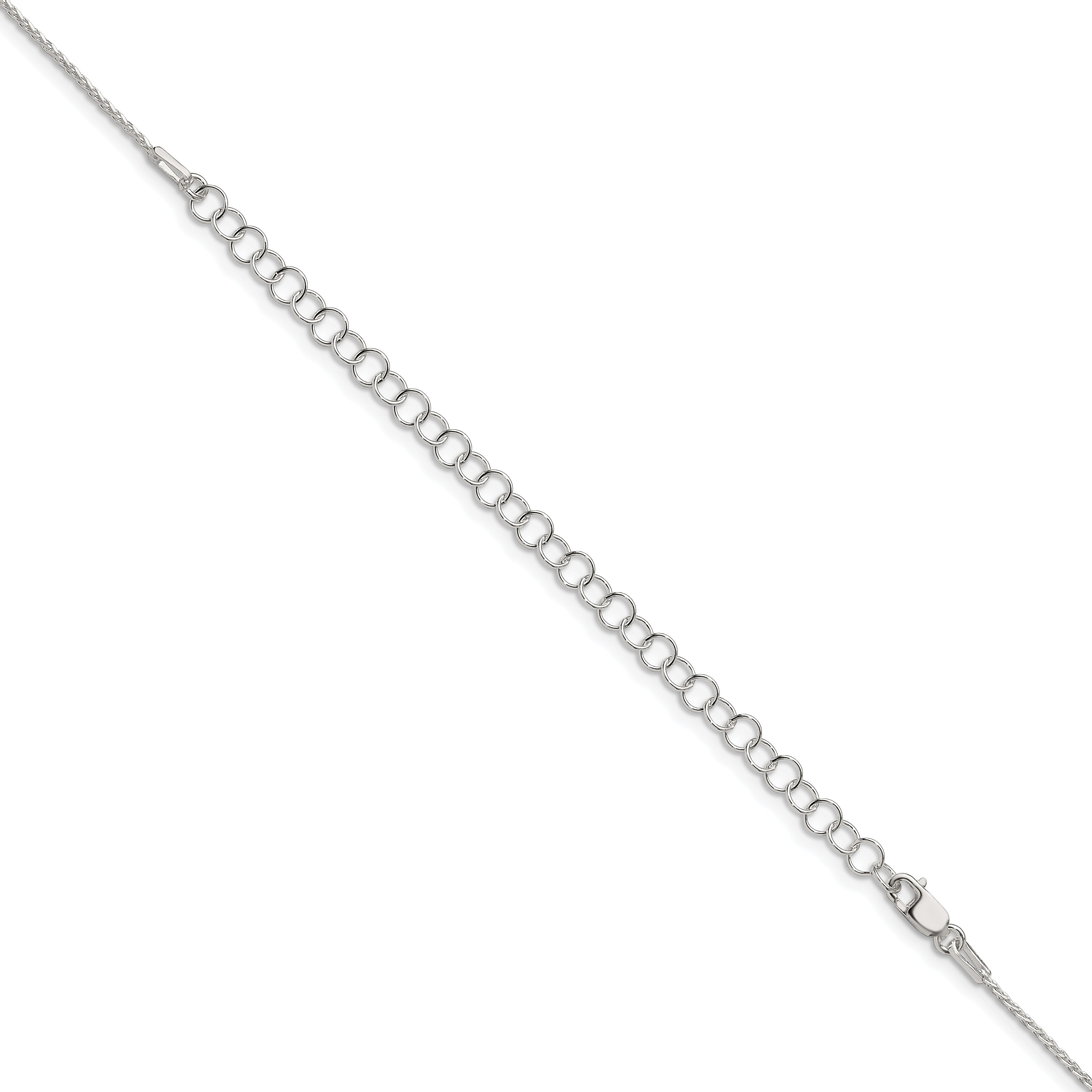22 Inch Sterling Silver .95mm Diamond-Cut Round Spiga Chain W/4In Ext.