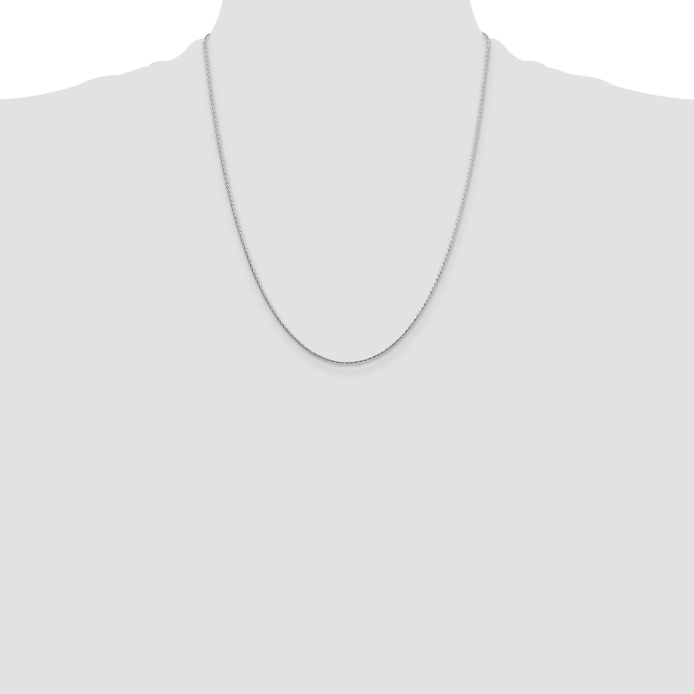 22 Inch Sterling Silver 1.25mm Diamond-Cut Round Spiga Chain Necklace