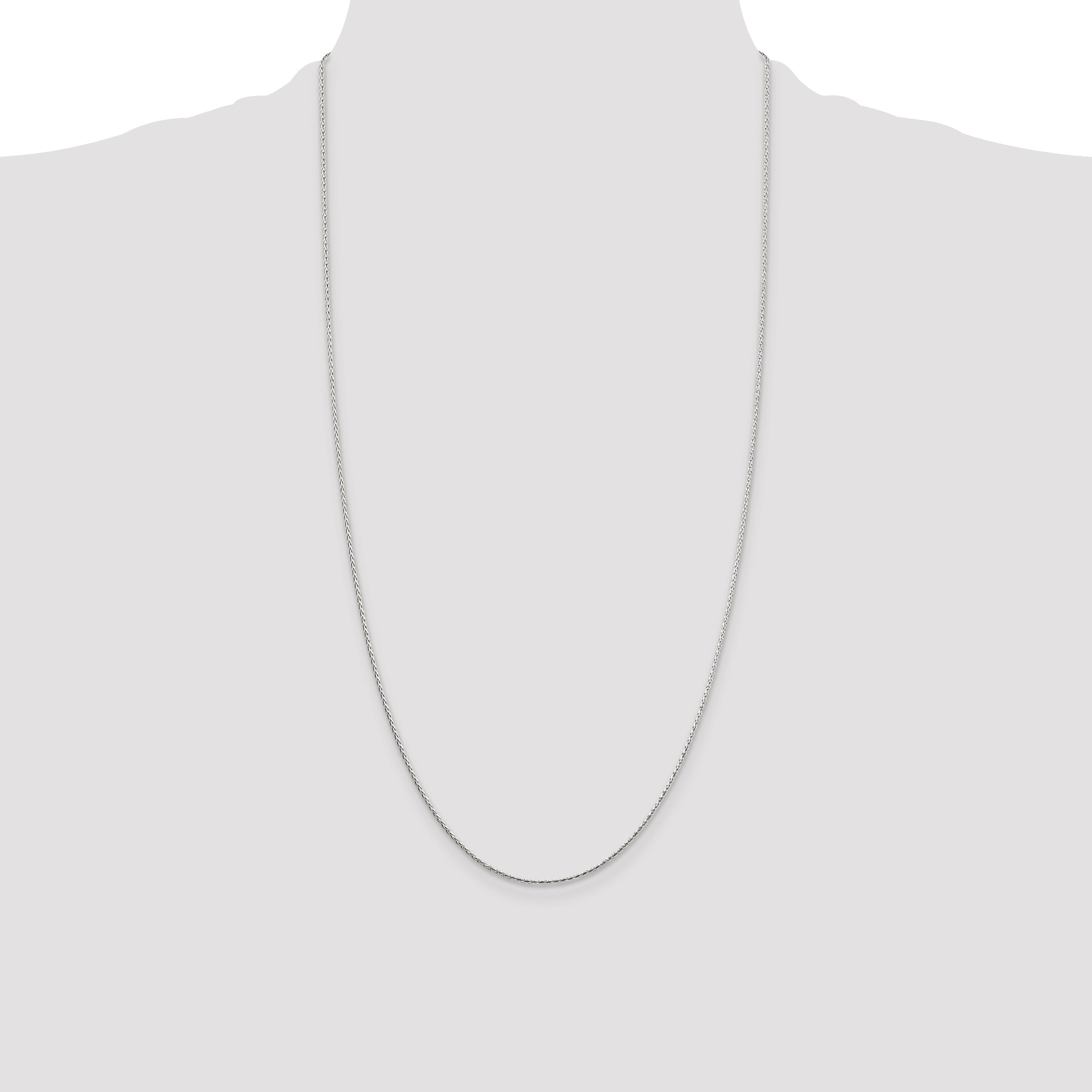 28 Inch Sterling Silver 1.25mm Diamond-Cut Round Spiga Chain Necklace