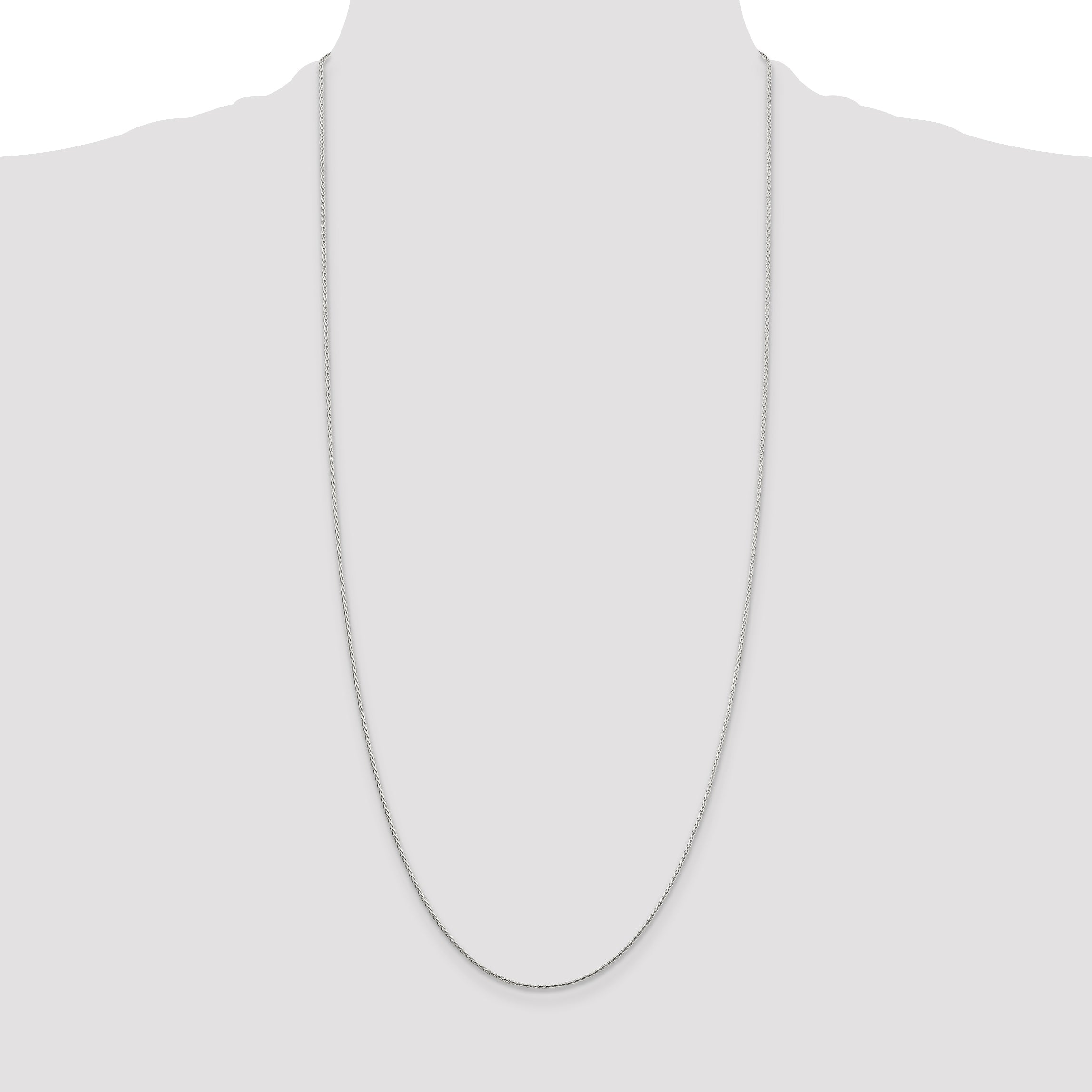 30 Inch Sterling Silver 1.25mm Diamond-Cut Round Spiga Chain Necklace