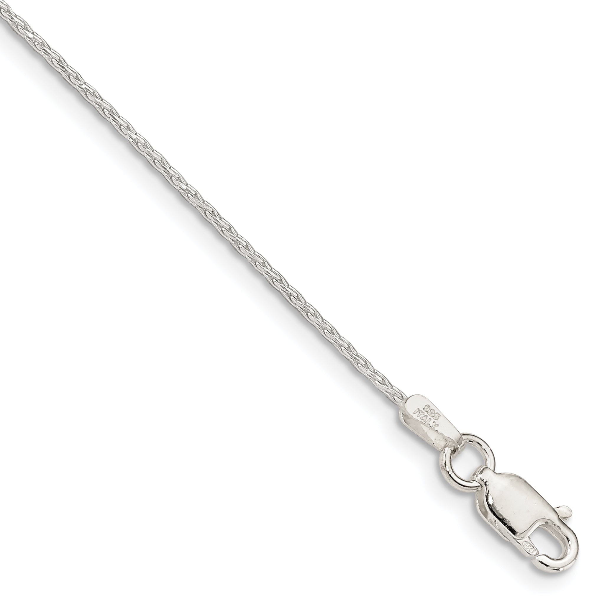 7 Inch Sterling Silver 1.25mm Diamond-Cut Round Spiga Chain Bracelet