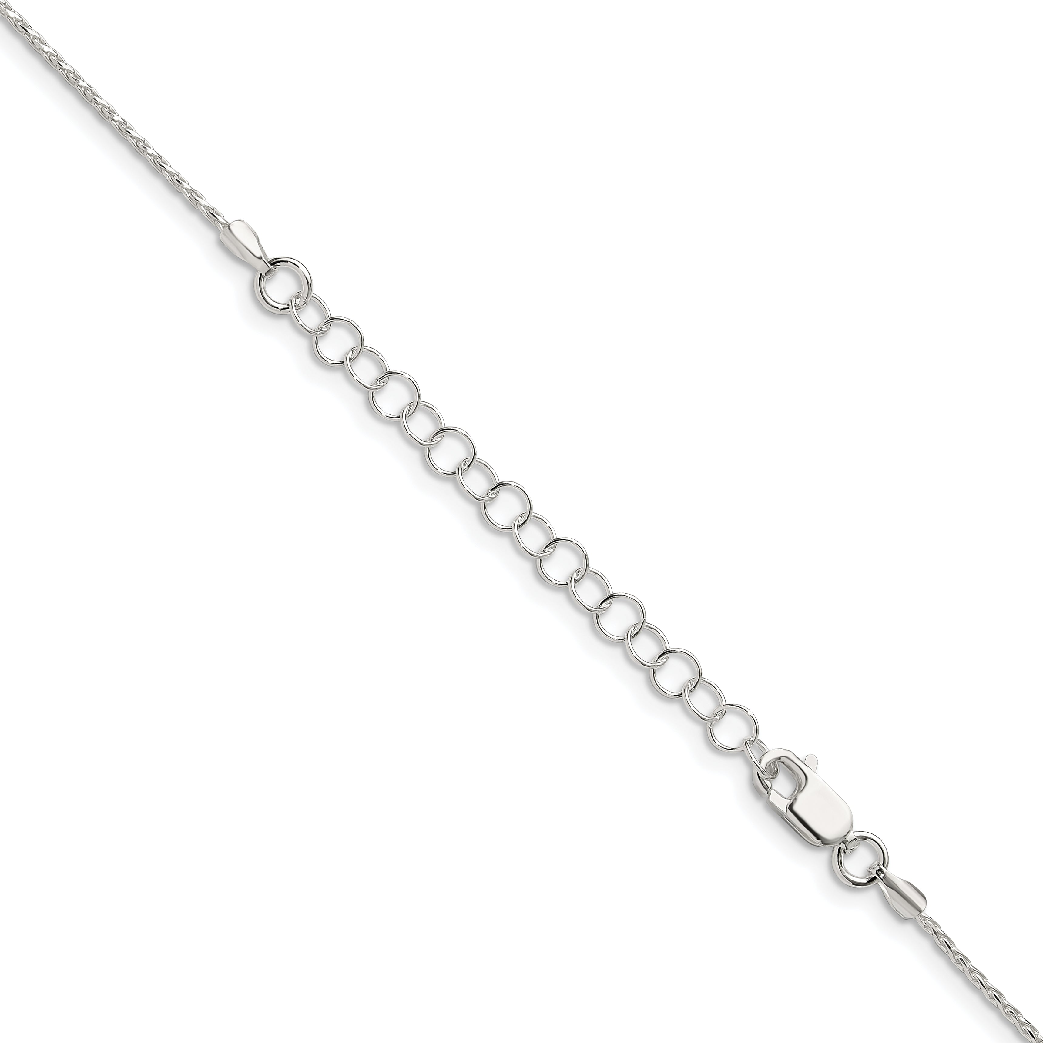 18 Inch Sterling Silver 1.25mm Diamond-Cut Round Spiga Chain W/2In Ext.