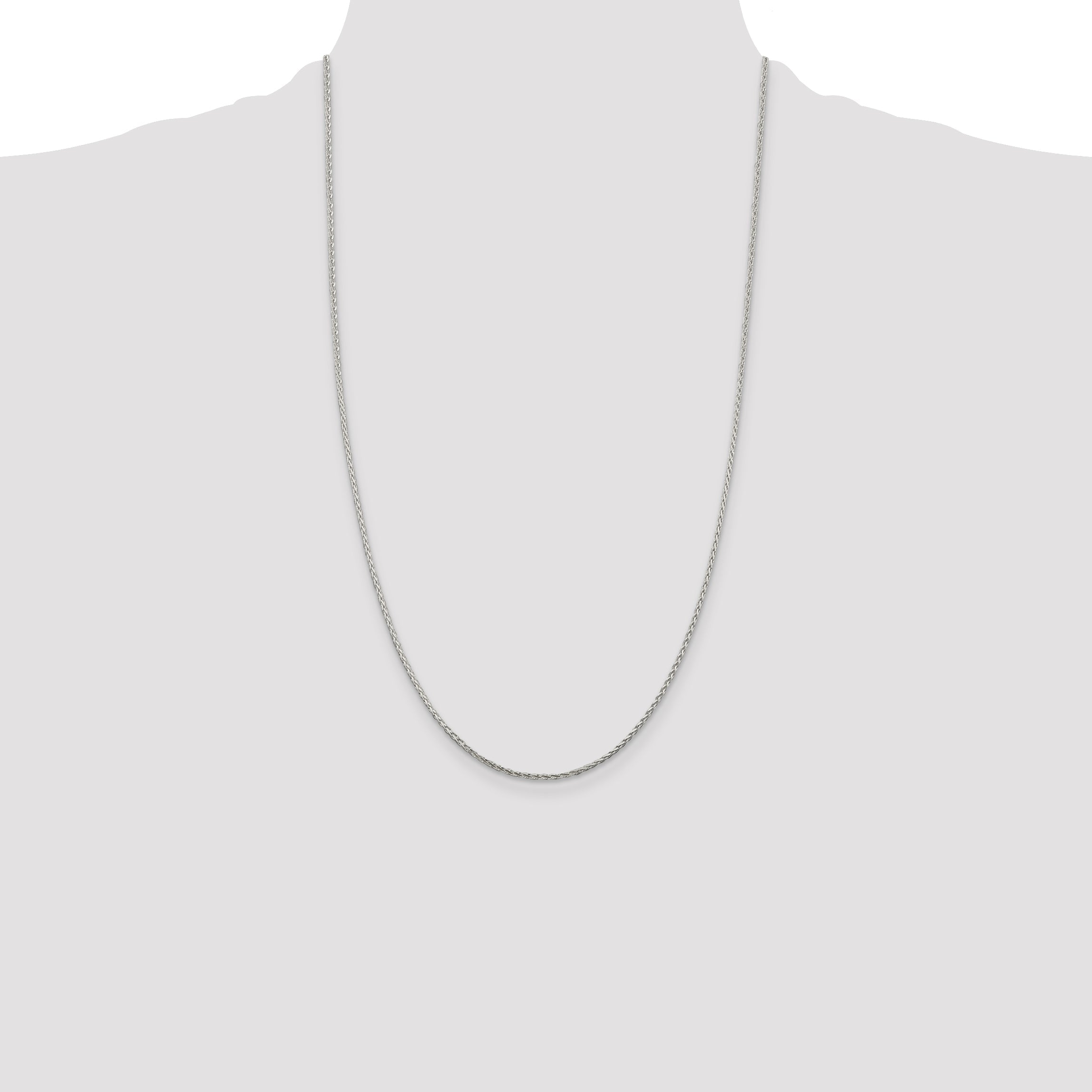 26 Inch Sterling Silver 1.45mm Diamond-Cut Round Spiga Chain Necklace