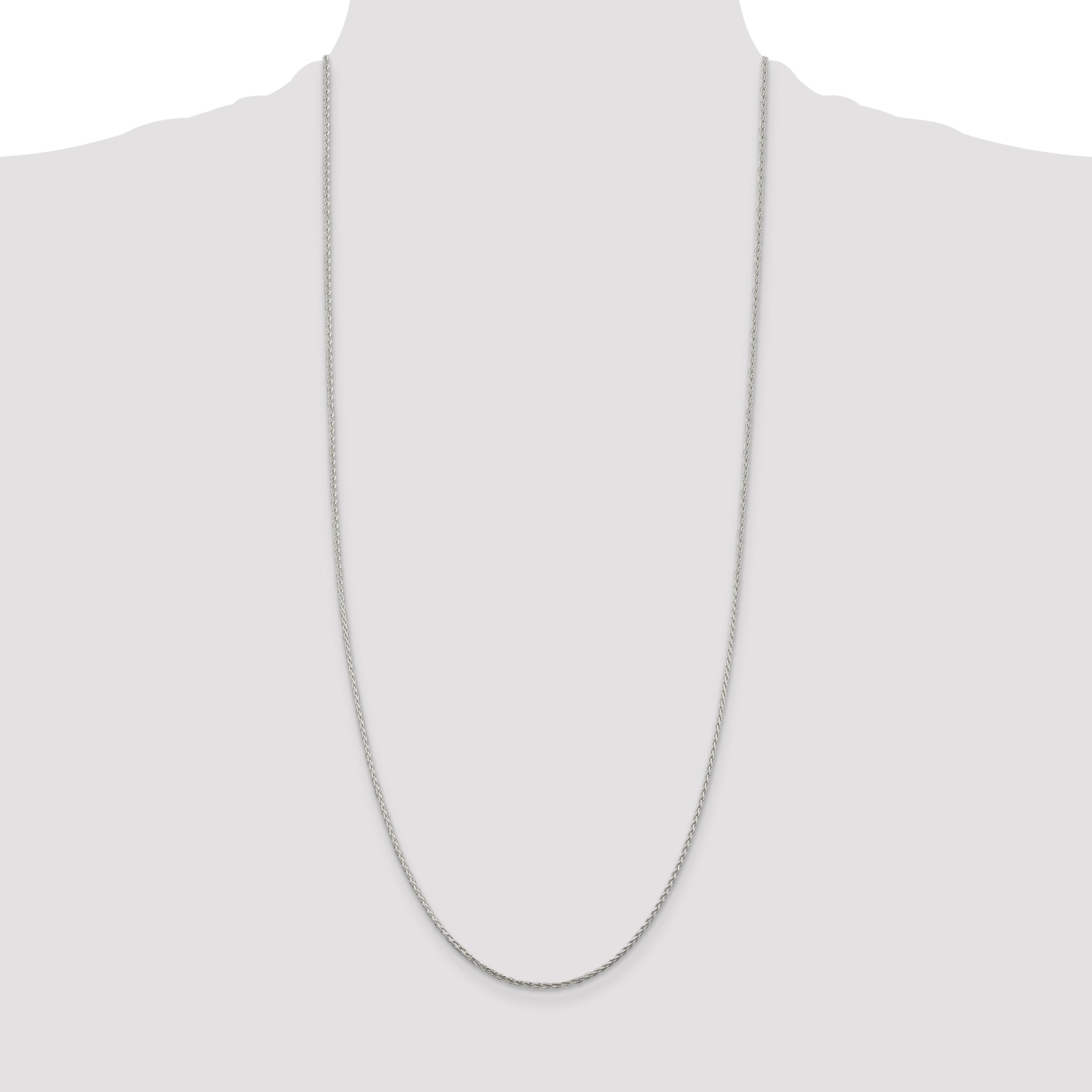 30 Inch Sterling Silver 1.45mm Diamond-Cut Round Spiga Chain Necklace