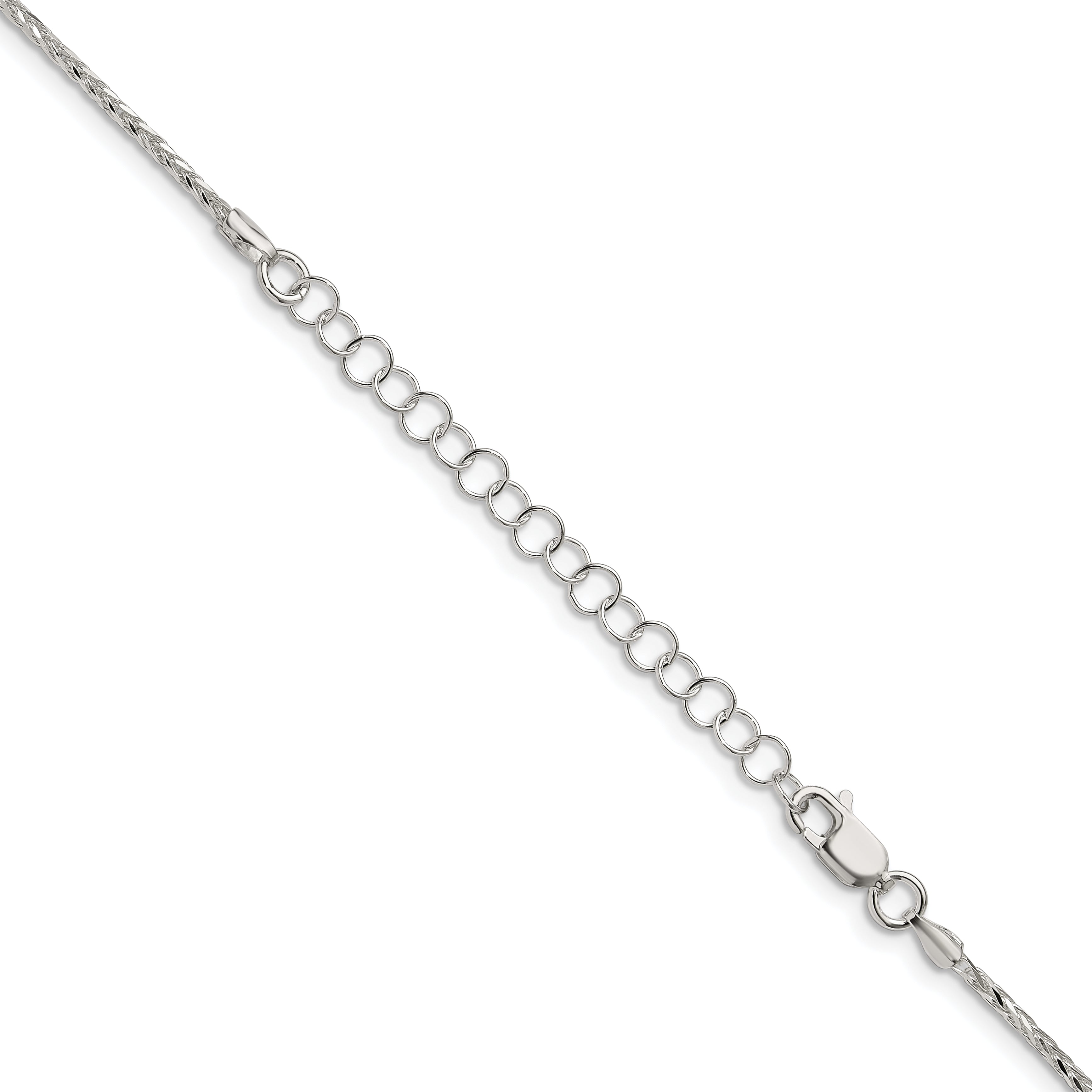 18 Inch Sterling Silver 1.45mm Diamond-Cut Round Spiga Chain W/2In Ext.