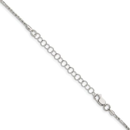 18 Inch Sterling Silver 1.45mm Diamond-Cut Round Spiga Chain W/2In Ext.