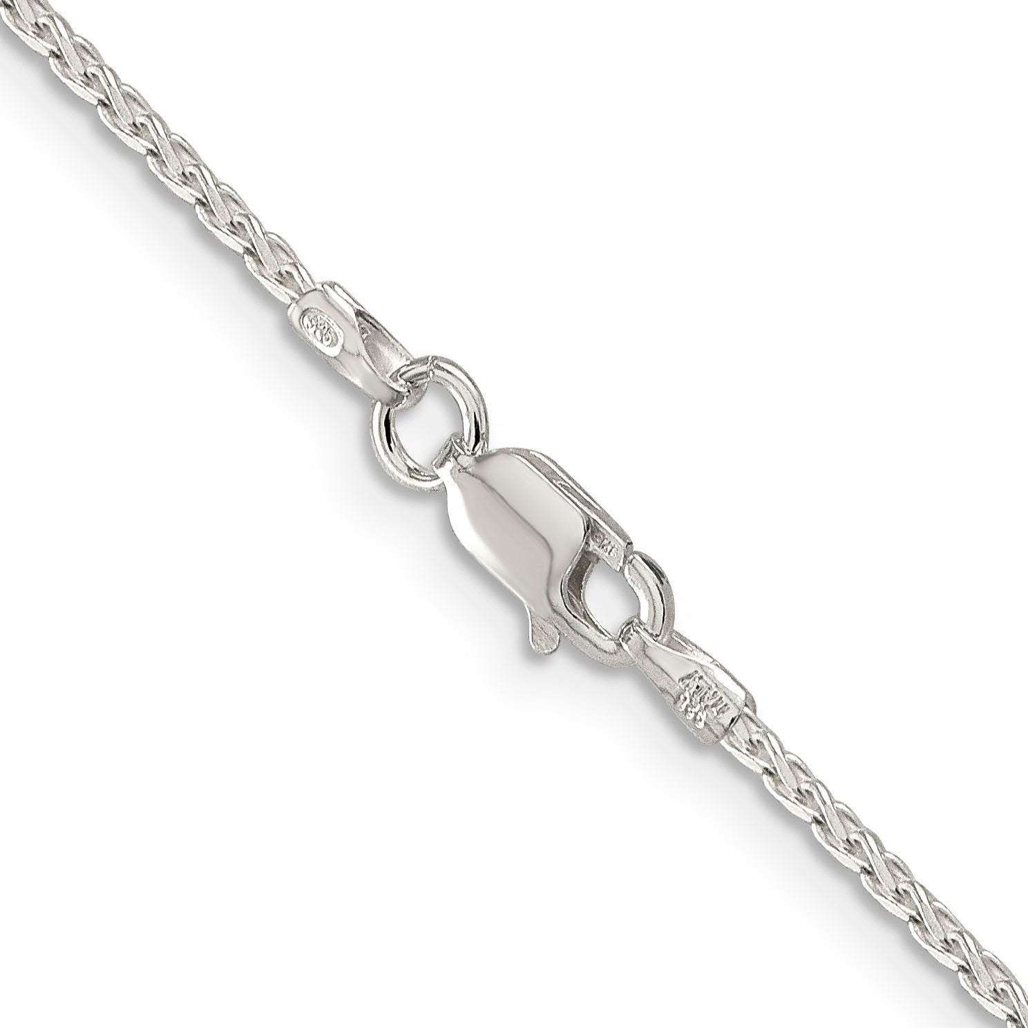 20 Inch Sterling Silver 1.7mm Diamond-Cut Round Spiga Chain Necklace