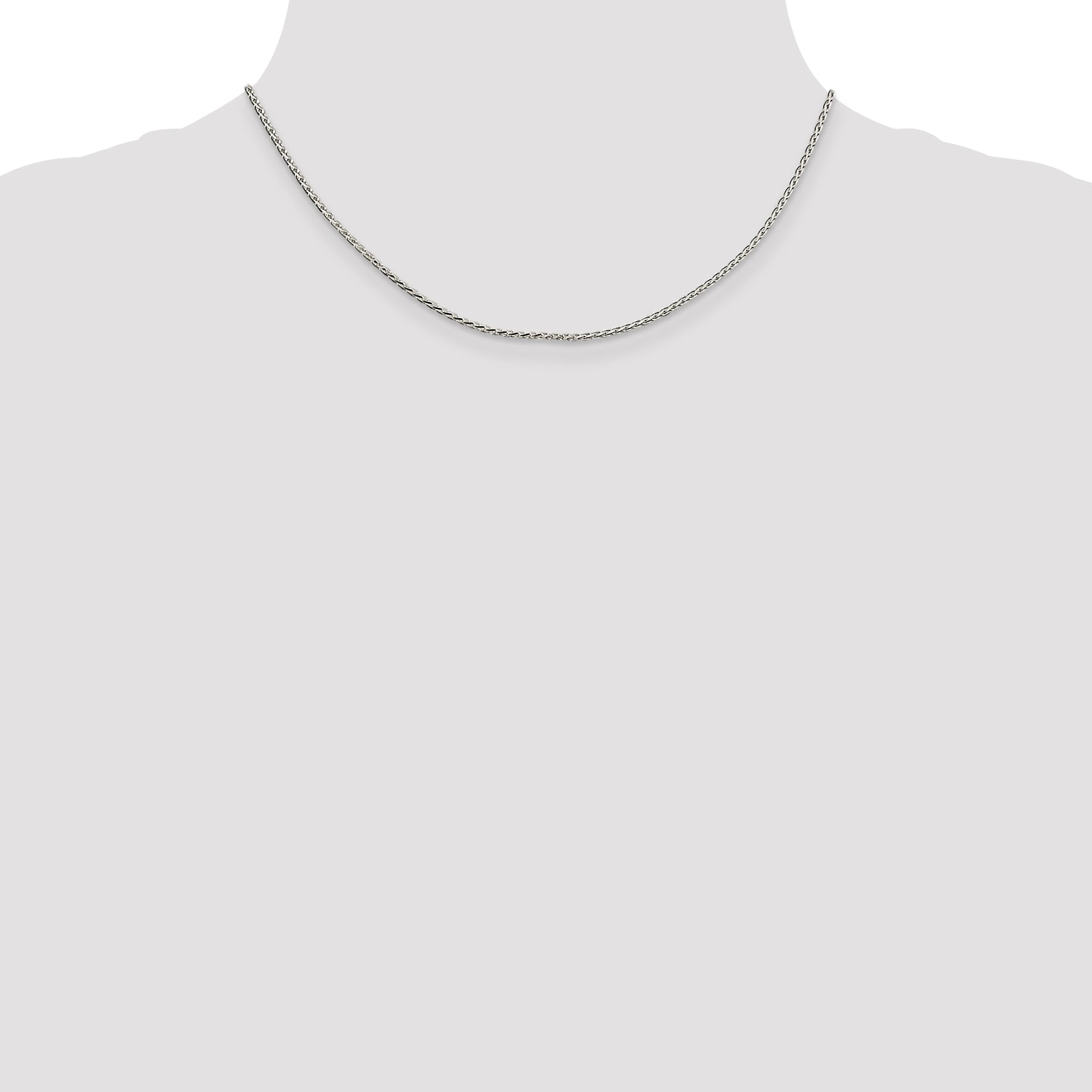 16 Inch Sterling Silver 1.7mm Diamond-Cut Round Spiga Chain Necklace