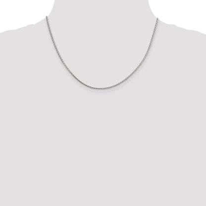 18 Inch Sterling Silver 1.7mm Diamond-Cut Round Spiga Chain W/2In Ext.