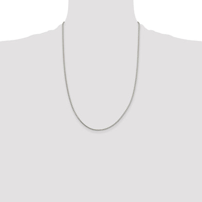 22 Inch Sterling Silver 1.7mm Diamond-Cut Round Spiga Chain Necklace