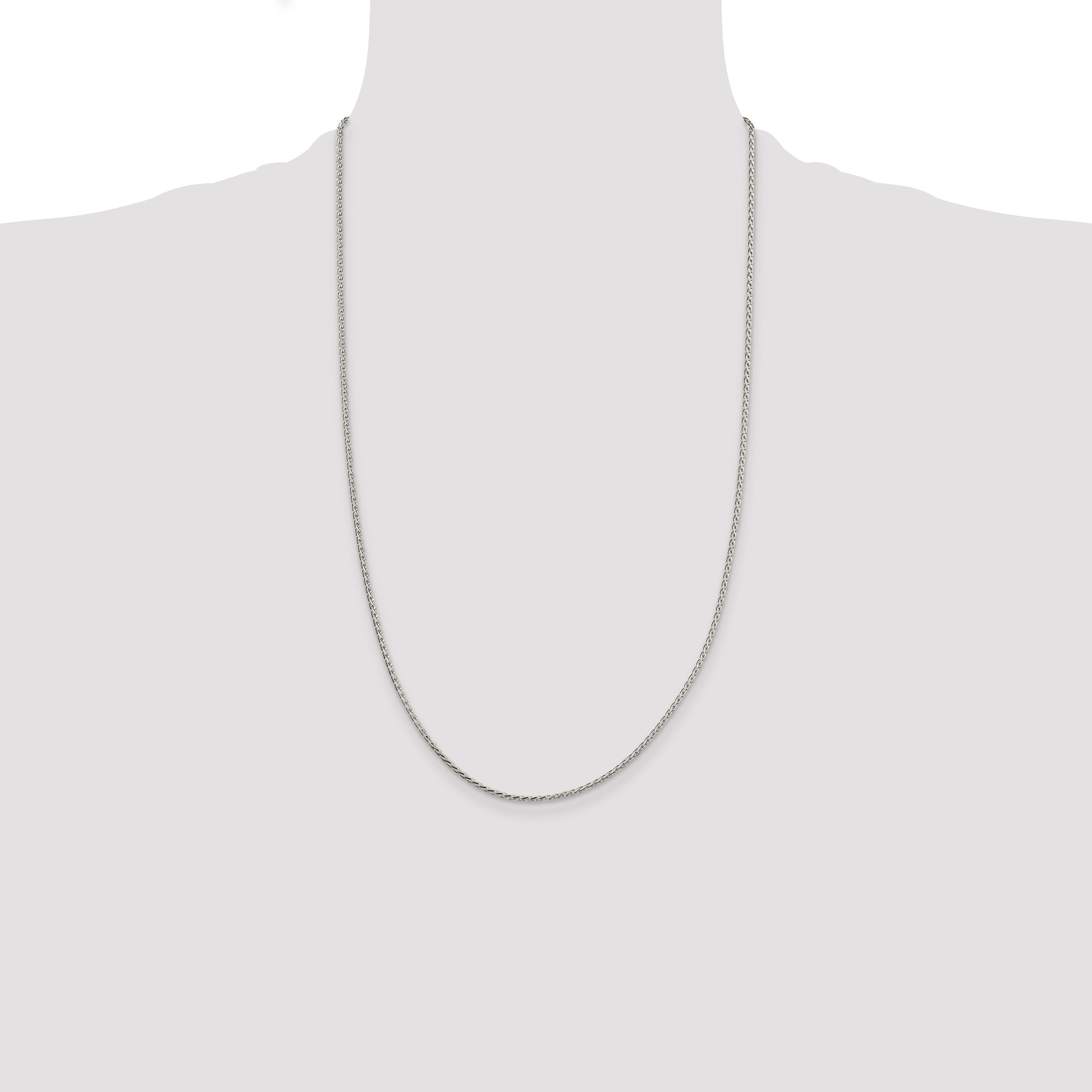 26 Inch Sterling Silver 1.7mm Diamond-Cut Round Spiga Chain Necklace