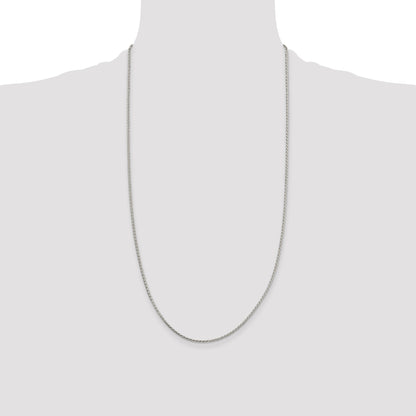 28 Inch Sterling Silver 1.7mm Diamond-Cut Round Spiga Chain Necklace