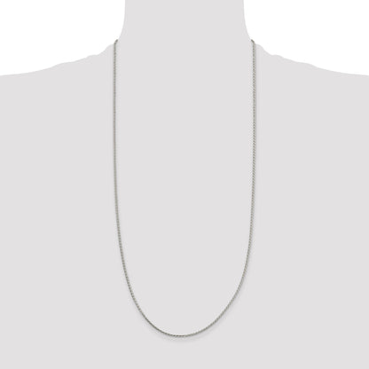 30 Inch Sterling Silver 1.7mm Diamond-Cut Round Spiga Chain Necklace