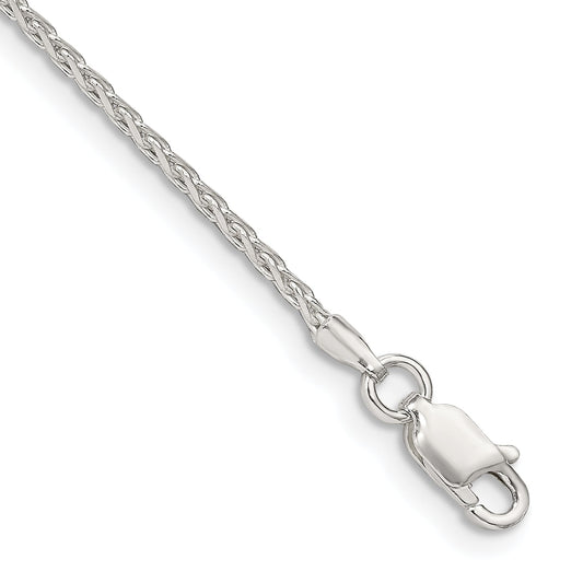 7 Inch Sterling Silver 1.7mm Diamond-Cut Round Spiga Chain Bracelet