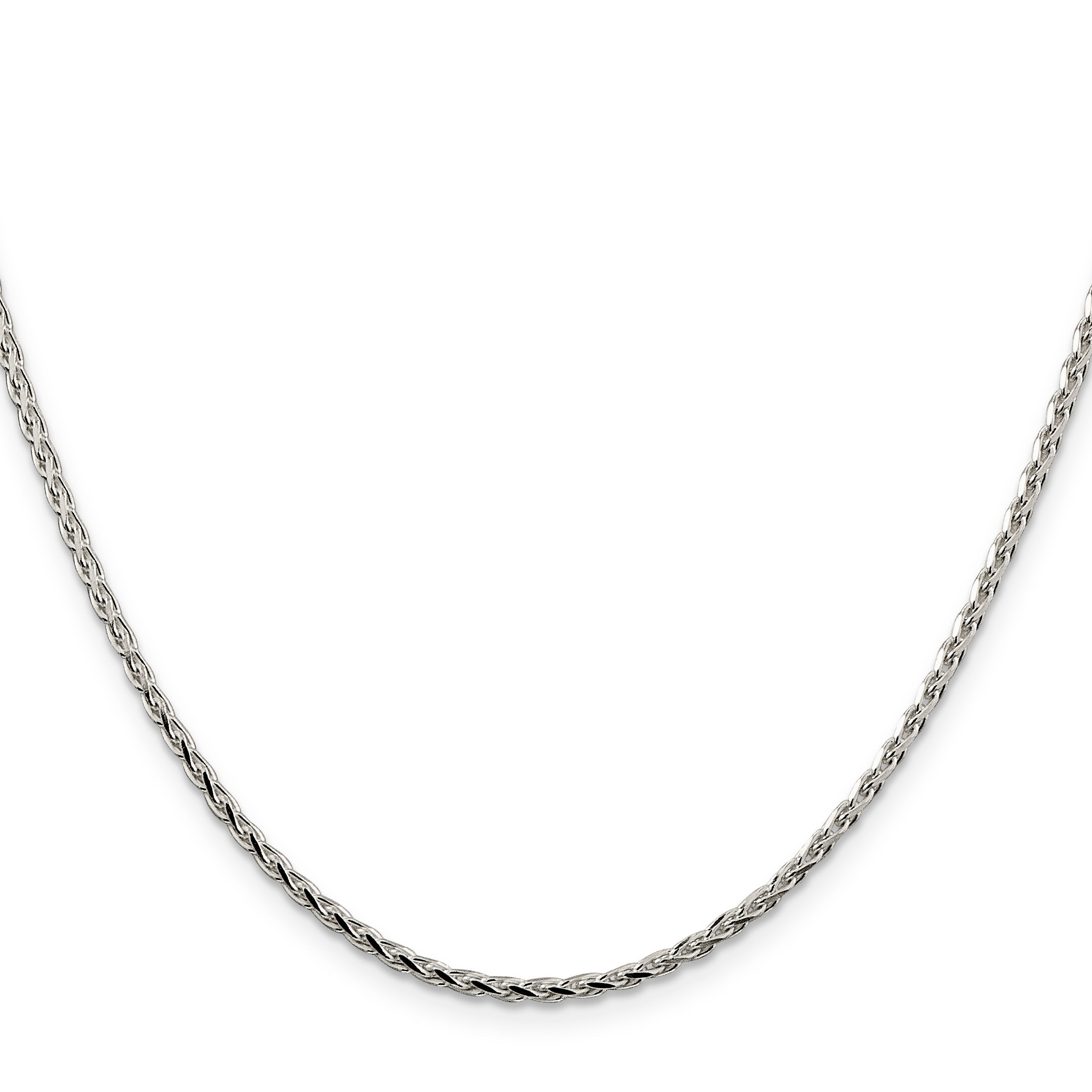 28 Inch Sterling Silver 2.15mm Diamond-Cut Round Spiga Chain Necklace