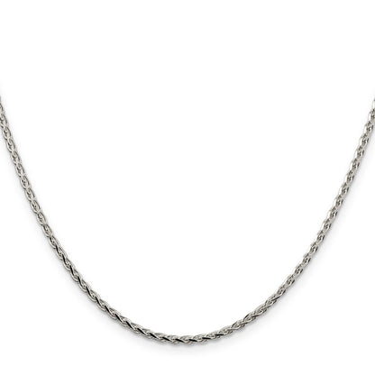 20 Inch Sterling Silver 2.15mm Diamond-Cut Round Spiga Chain Necklace