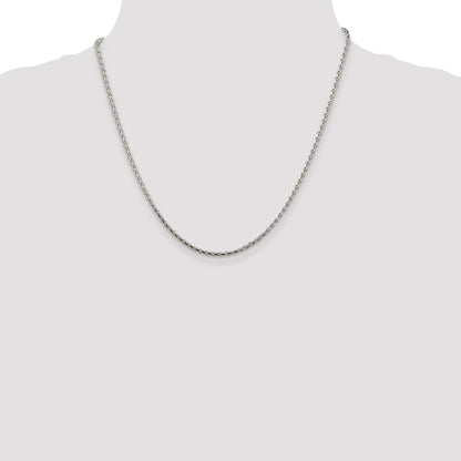 20 Inch Sterling Silver 2.15mm Diamond-Cut Round Spiga Chain Necklace