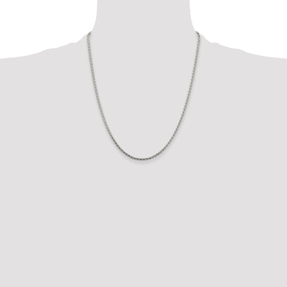 22 Inch Sterling Silver 2.15mm Diamond-Cut Round Spiga Chain Necklace