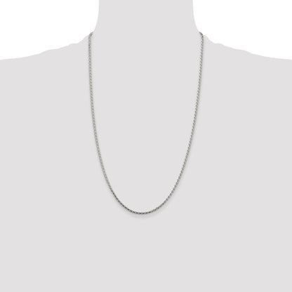 26 Inch Sterling Silver 2.15mm Diamond-Cut Round Spiga Chain Necklace