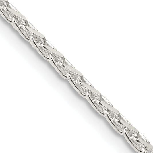22 Inch Sterling Silver 2.15mm Diamond-Cut Round Spiga Chain Necklace