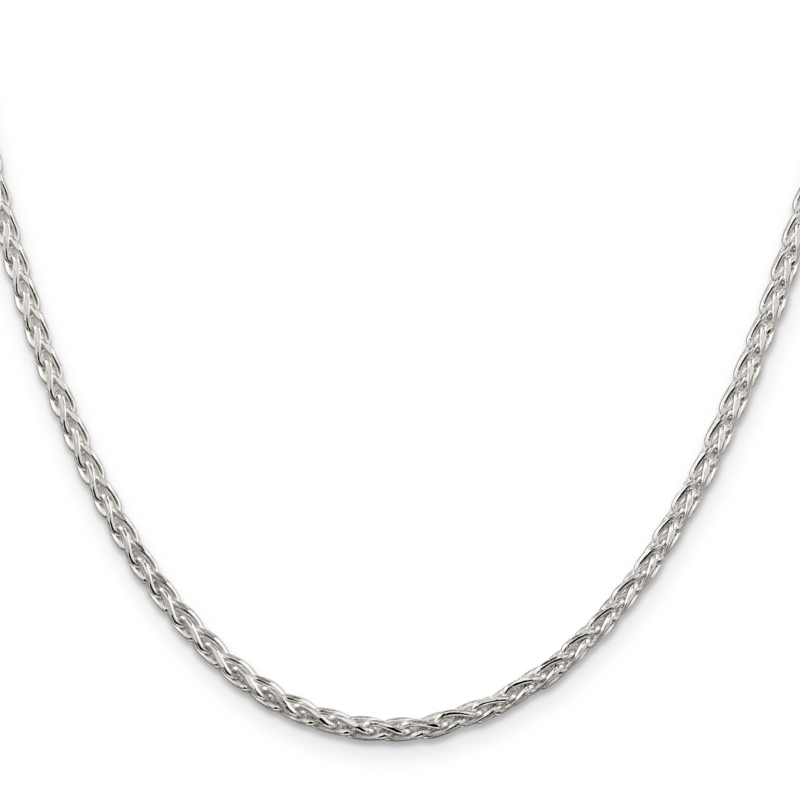 28 Inch Sterling Silver 2.85mm Diamond-Cut Round Spiga Chain Necklace