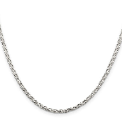 28 Inch Sterling Silver 2.85mm Diamond-Cut Round Spiga Chain Necklace