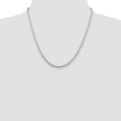 20 Inch Sterling Silver 2.85mm Diamond-Cut Round Spiga Chain Necklace
