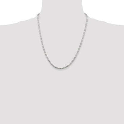 22 Inch Sterling Silver 2.85mm Diamond-Cut Round Spiga Chain Necklace