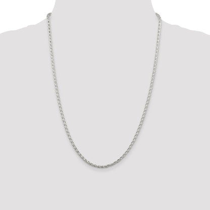 24 Inch Sterling Silver 2.85mm Diamond-Cut Round Spiga Chain Necklace