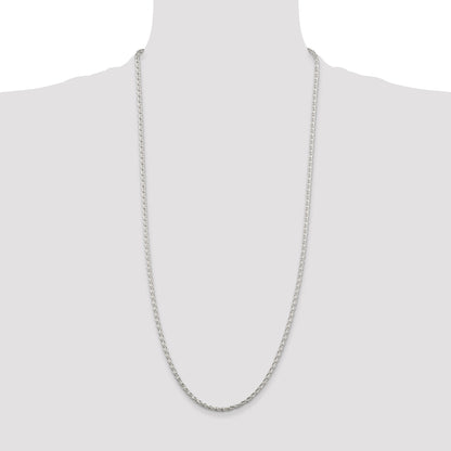 30 Inch Sterling Silver 2.85mm Diamond-Cut Round Spiga Chain Necklace