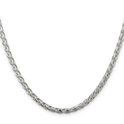 24 Inch Sterling Silver 3.5mm Diamond-Cut Round Spiga Chain Necklace