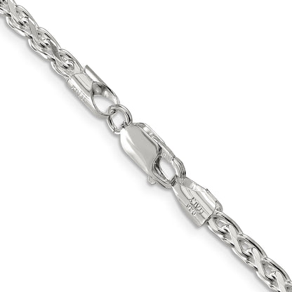 22 Inch Sterling Silver 3.5mm Diamond-Cut Round Spiga Chain Necklace