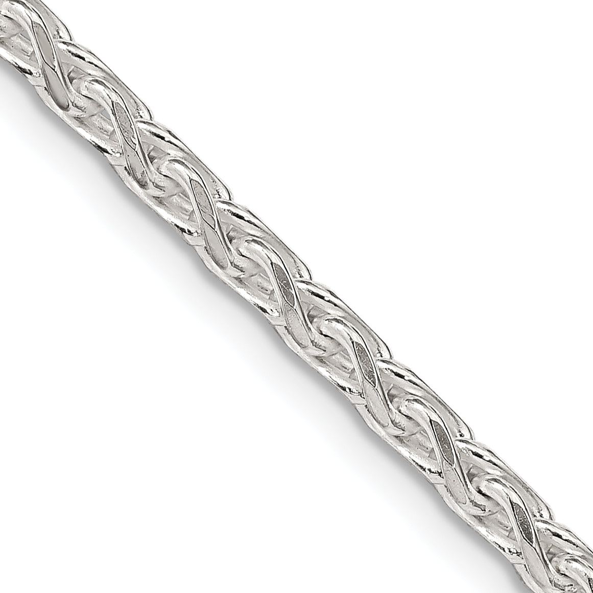 26 Inch Sterling Silver 3.5mm Diamond-Cut Round Spiga Chain Necklace