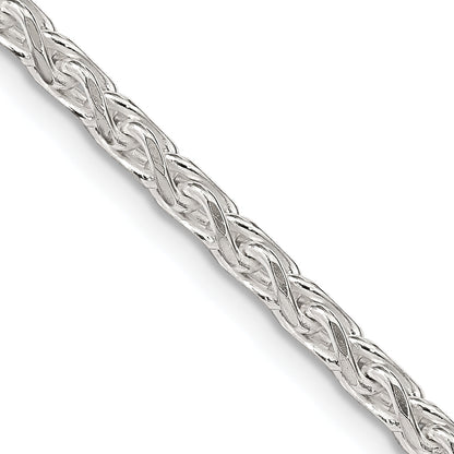26 Inch Sterling Silver 3.5mm Diamond-Cut Round Spiga Chain Necklace