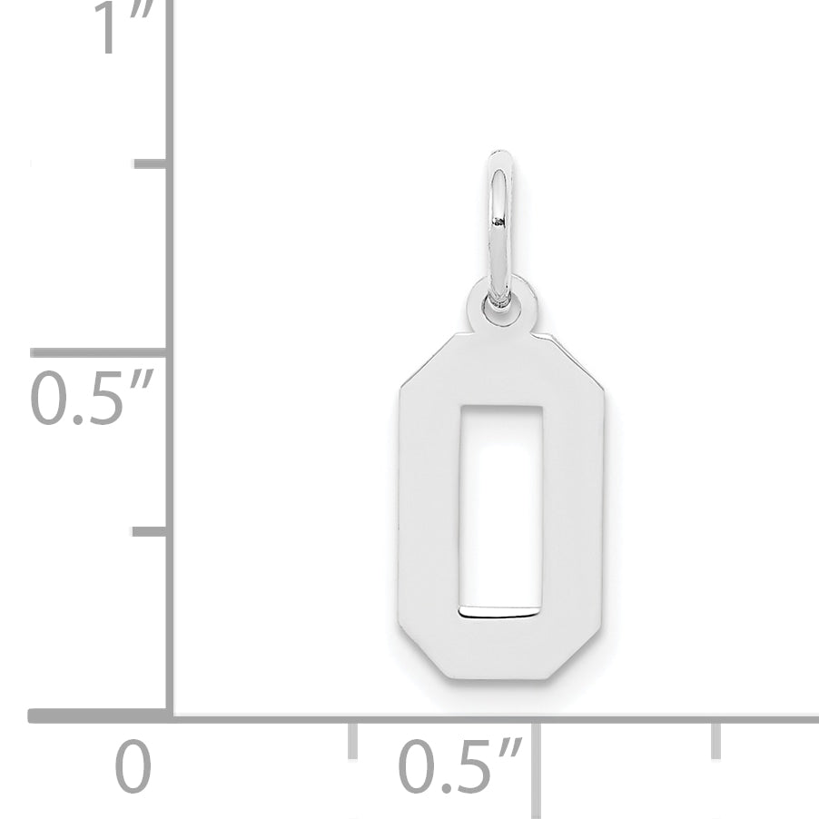 Sterling Silver Silver/Rhodium-Plated Polished Number 0 Charm