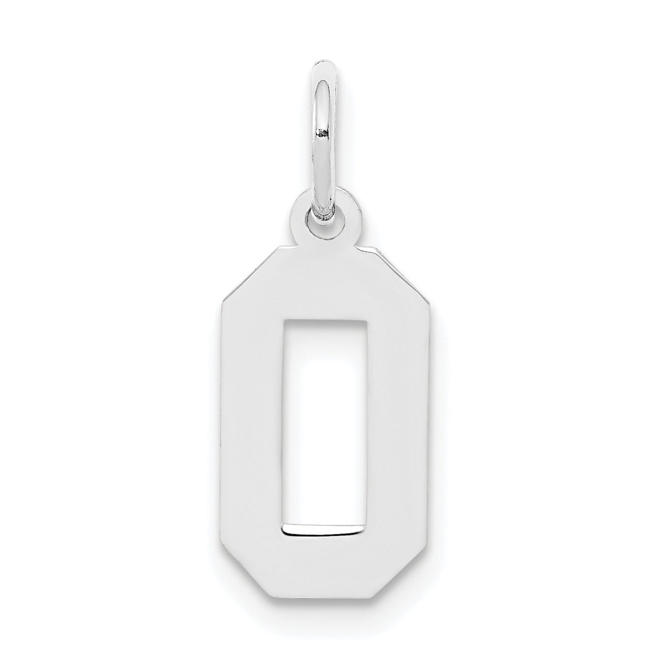Sterling Silver Silver/Rhodium-Plated Polished Number 0 Charm