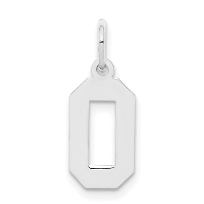 Sterling Silver Silver/Rhodium-Plated Polished Number 0 Charm