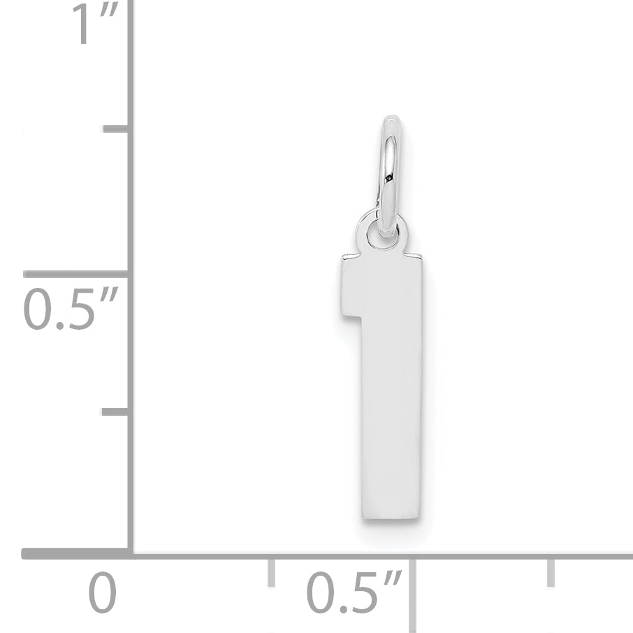 Sterling Silver Silver/Rhodium-Plated Polished Number 1 Charm