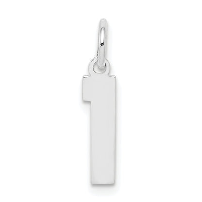 Sterling Silver Silver/Rhodium-Plated Polished Number 1 Charm