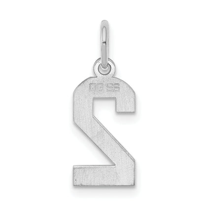Sterling Silver Silver/Rhodium-Plated Polished Number 2 Charm